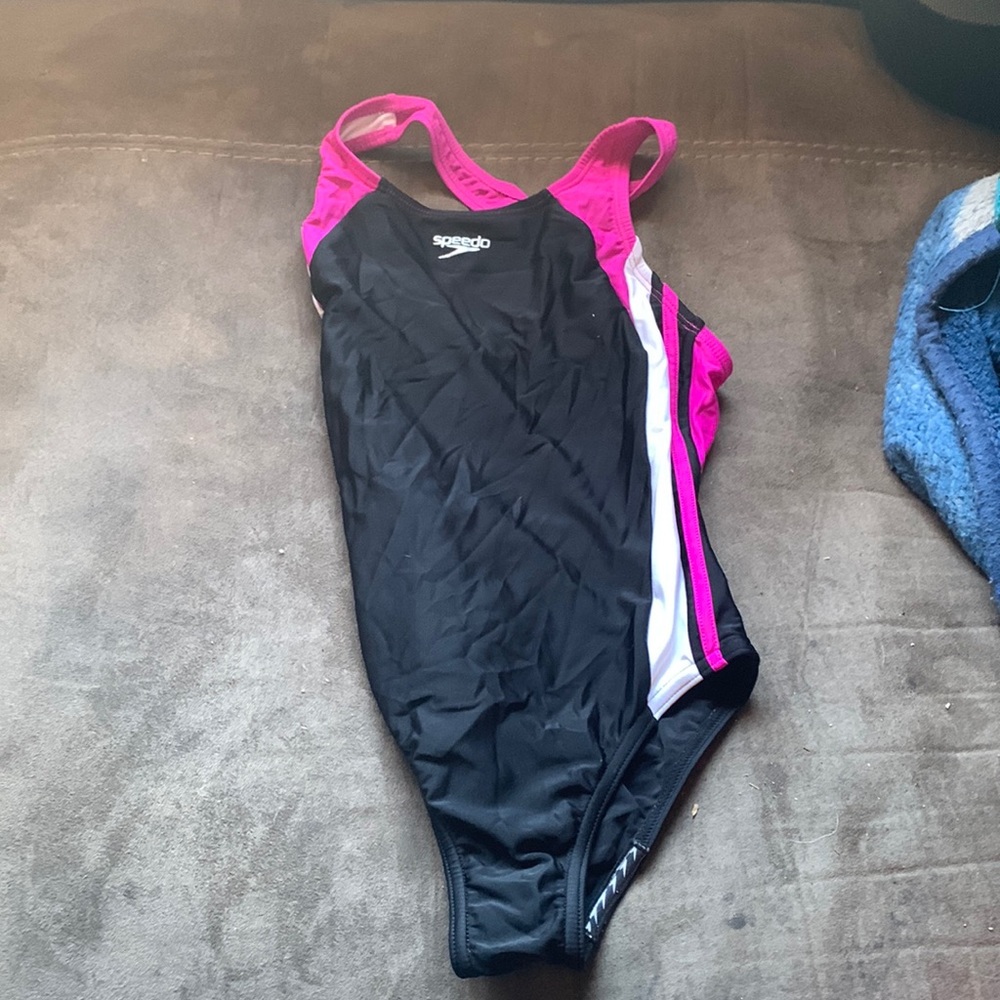 Speedo swim suit pink and black sz 10